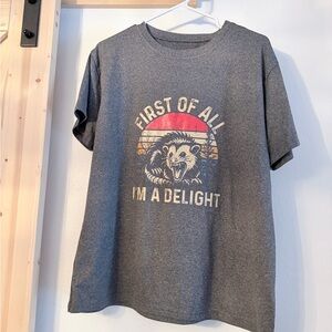 Gray Graphic Tee - "First of All I'm a Delight"